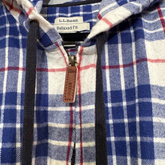 LL Bean Scotch Plaid Flannel Relaxed Zip Hoodie - 3X - Picture 4 of 10